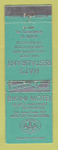 Matchbook Cover - Bikini Motel Hat's Restaurant Mansfield PA