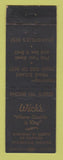 Matchbook Cover - Wick's Restaurant Evansville IN WEAR