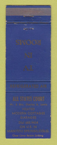Matchbook Cover - All States Court Motel Manitou Springs Colorado WEAR