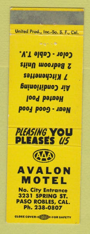 Matchbook Cover - Avalon Motel Paso Robles CA