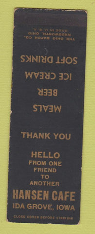 Matchbook Cover - Hansen Cafe Ida Grove IA SAMPLE WEAR