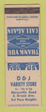 Matchbook Cover - D&J Variety Store Del Paso Heights WEAR