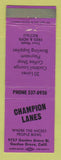 Matchbook Cover - Champion Lanes Bowling Garden Grove CA