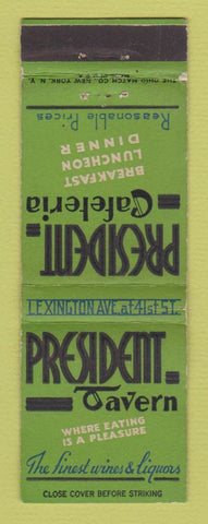 Matchbook Cover - President Tavern Cafeteria New York City