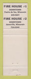 Matchbook Cover - Fire House Restaurant Prairie Du Sac Janesville WI WEAR