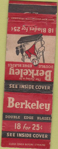 Matchbook Cover - Berkeley Double Edge Razor Blades WEAR