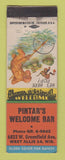 Matchbook Cover - Pintar's Welcome Bar West Allis WI