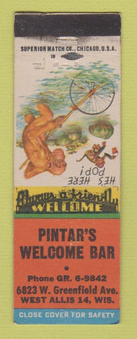 Matchbook Cover - Pintar's Welcome Bar West Allis WI