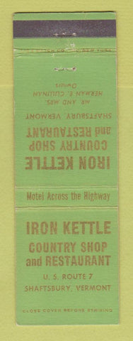 Matchbook Cover - Iron Kettle Country Shop Restaurant Shaftsbury VT