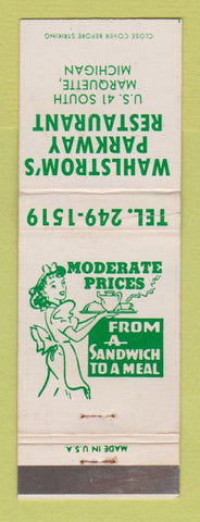Matchbook Cover - Wahlstrom's Parkway Restaurant Marquette MI