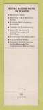 Matchbook Cover - Royal Aloha Hotel Honolulu Hawaii