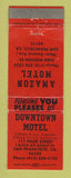Matchbook Cover - Downtown Motel San Francisco CA Amazon Motel WEAR