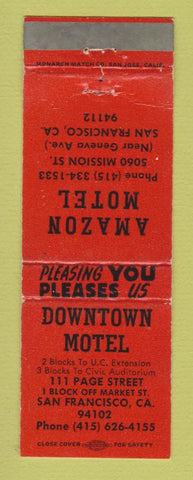 Matchbook Cover - Downtown Motel San Francisco CA Amazon Motel WEAR