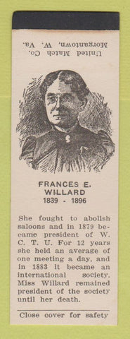 Matchbook Cover - Frances E Willard Famous Women SAMPLE