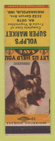 Matchbook Cover - Volpp's Super Market Grocery Indianapolis IN