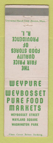 Matchbook Cover - Weybosset Pure Food Markets Providence RI