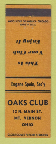 Matchbook Cover - Oaks Club Mount Vernon OH
