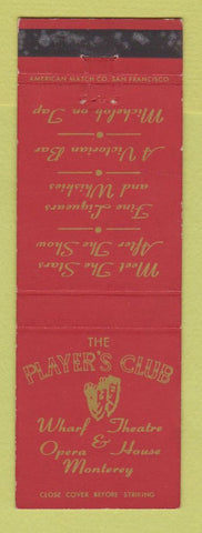 Matchbook Cover - Player's Club Opera House Wharf Theatre Monterey CA