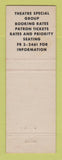 Matchbook Cover - Player's Club Opera House Wharf Theatre Monterey CA