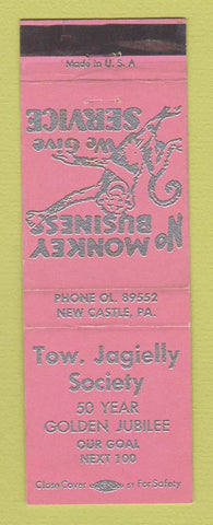 Matchbook Cover - Tow Jagielly Society New Castle PA PINK WEAR