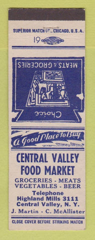 Matchbook Cover - Central Valley Food Market NY grocery