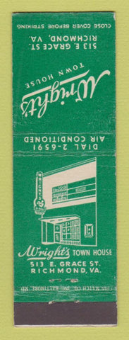 Matchbook Cover - Wright's Town House Richmond VA