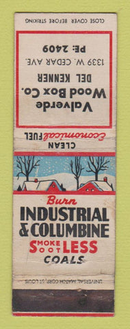 Matchbook Cover - Valverde Wood Box Company Del Kenner Coal WEAR