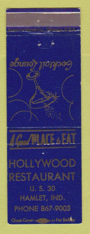 Matchbook Cover - Hollywood Restaurant Hamlet IN