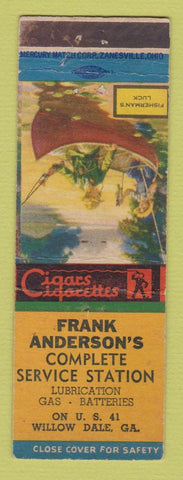 Matchbook Cover - Frank Anderson's oil gas Willow Dale GA