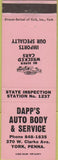 Matchbook Cover - Dapp's Auto Body Service YORK PA