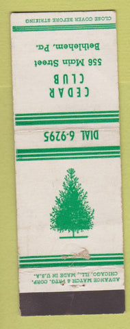 Matchbook Cover - Cedar Club Bethlehem PA WEAR