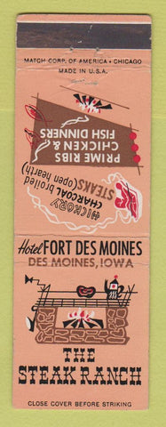 Matchbook Cover - Hotel Fort Des Moines IA Steak Ranch