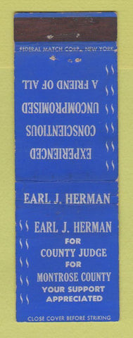 Matchbook Cover - Earl Herman County Judge Election Montrose County