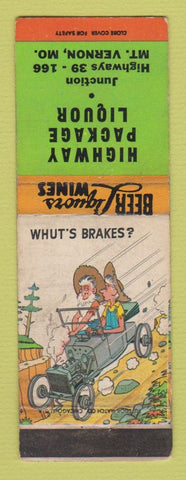 Matchbook Cover - Highway Package Liquor Mount Vernon MO hillbilly