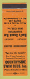 Matchbook Cover - Countryside Swim Club Bud's Snack Bar Pottstown PA