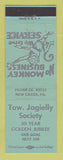 Matchbook Cover - Tow Jagielly Society New Castle PA BLUE