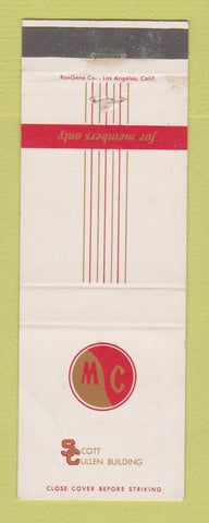 Matchbook Cover - Metropolitan Club of Los Angeles CA WEAR