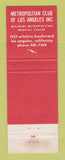 Matchbook Cover - Metropolitan Club of Los Angeles CA WEAR