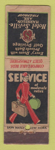 Matchbook Cover - Hotel Seville Harrison AR bellhop WEAR