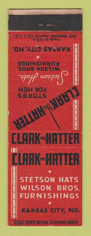Matchbook Cover - Clark the Hatter Hats Stetson Kansas City MO