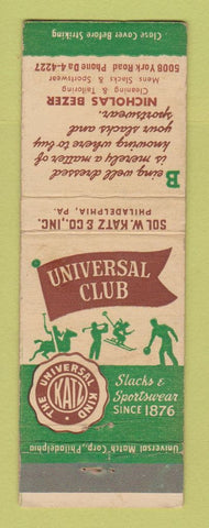 Matchbook Cover - Universal Club Men's Clothes Nicholas Bezer