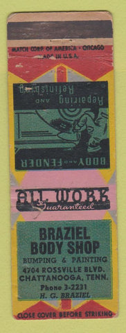 Matchbook Cover - Braziel Body Shop Chattanooga TN WEAR