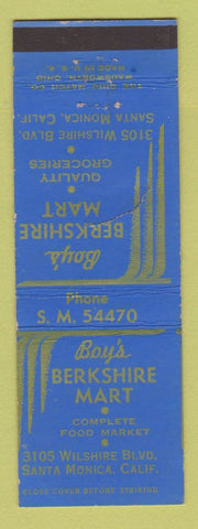 Matchbook Cover - Boy's Berkshire Market Grocery Santa Monica CA