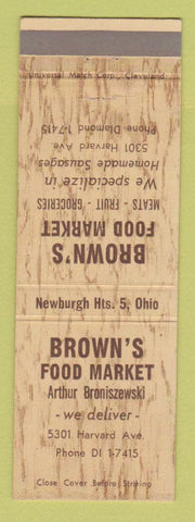 Matchbook Cover - Brown's Food Market Grocery Newburgh Heights OH