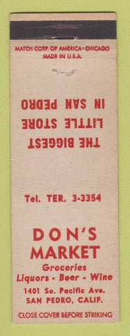 Matchbook Cover - Don's Market Grocery San Pedro CA