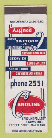 Matchbook Cover - Caroline Poultry Farms Federalsburg MD