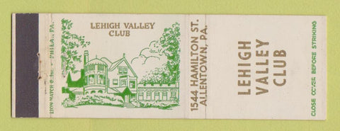 Matchbook Cover - Lehigh Valley Club Allentown PA