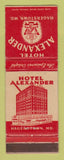 Matchbook Cover - Hotel Alexander Hagerstown MD WEAR