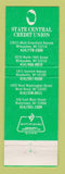 Matchbook Cover - State Central Credit Union Milwaukee WI Waukesha West Bend