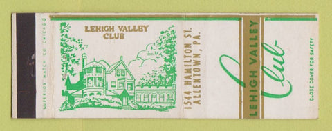 Matchbook Cover - Lehigh Valley Club Allentown PA